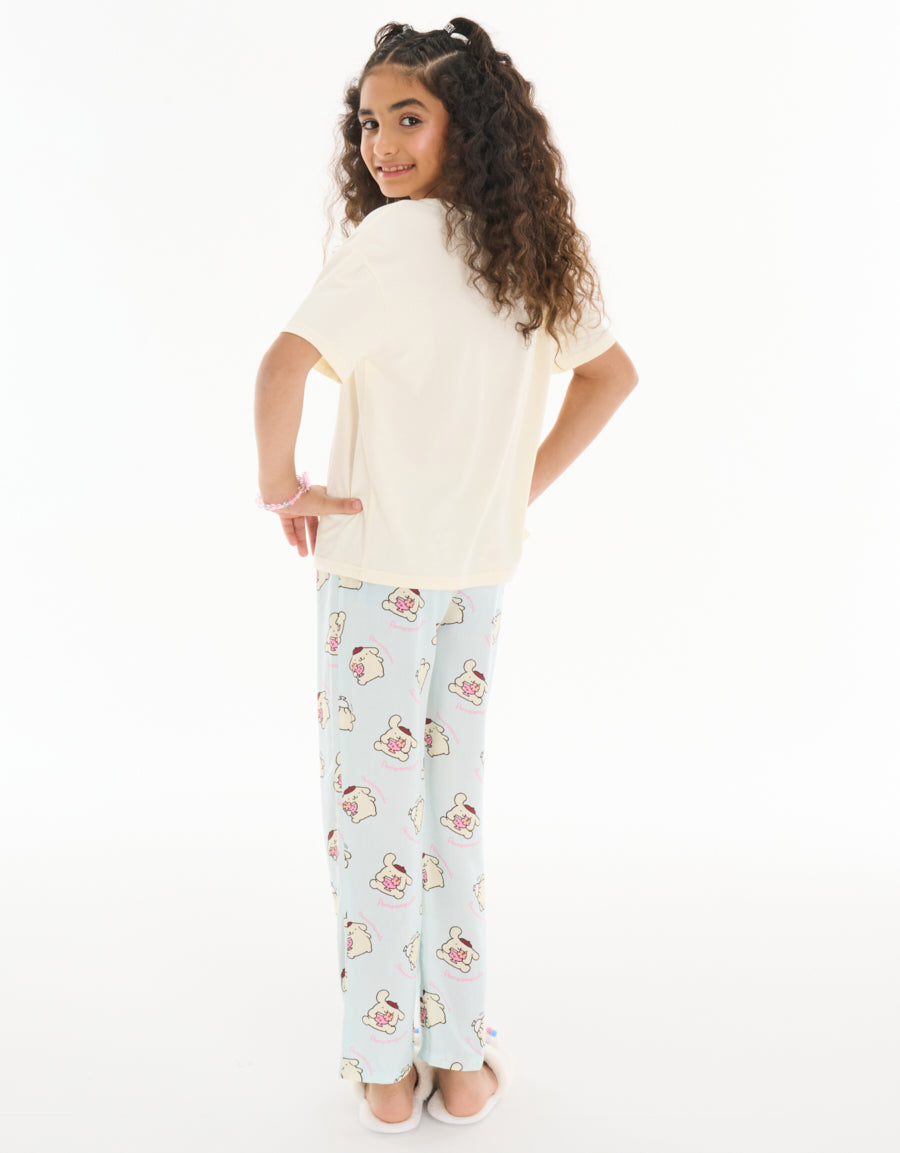 Short Sleeve Tee and Pants Pajama Set in Yellow