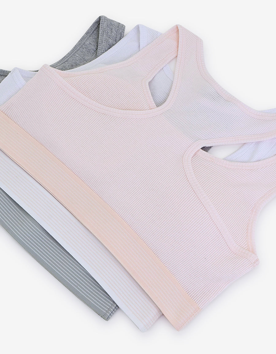 Cotton Padded Racerback Croptops (Pack Of 3)