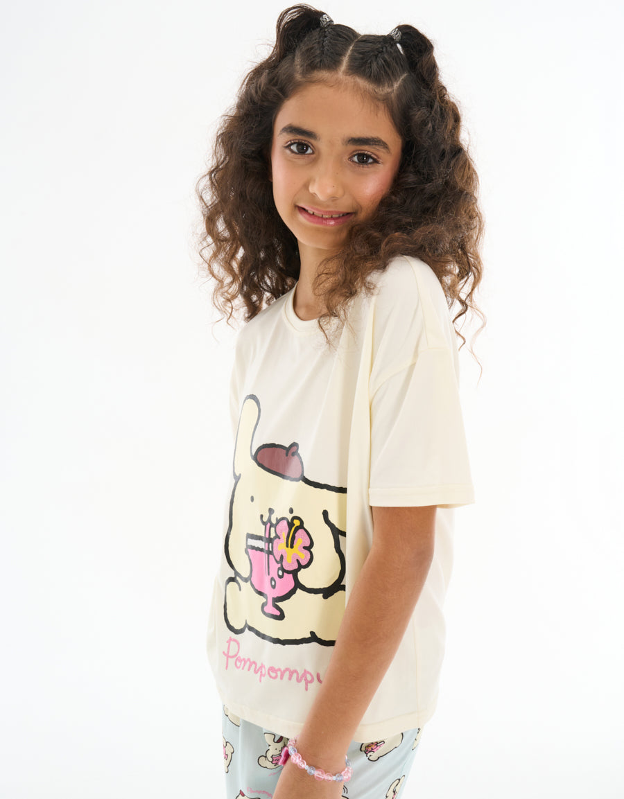 Short Sleeve Tee and Pants Pajama Set in Yellow