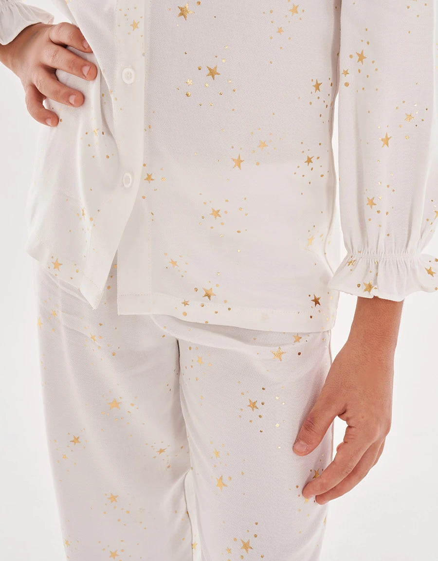 White Print Pajama Set