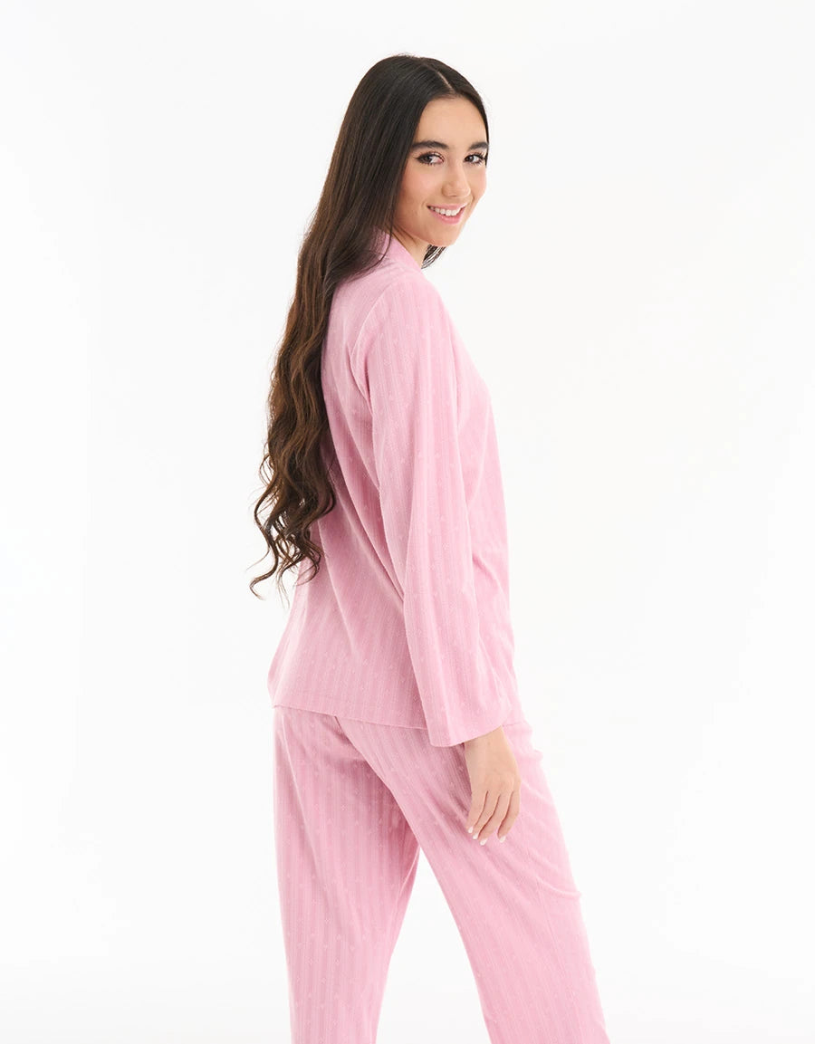 Heart Print Pointelle Pajama Set