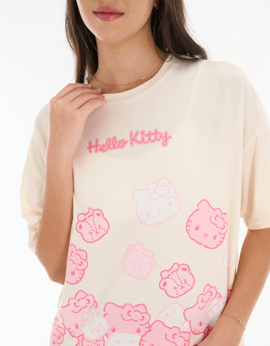 Short Sleeve Tee and Pants Pajama Set in Ivory