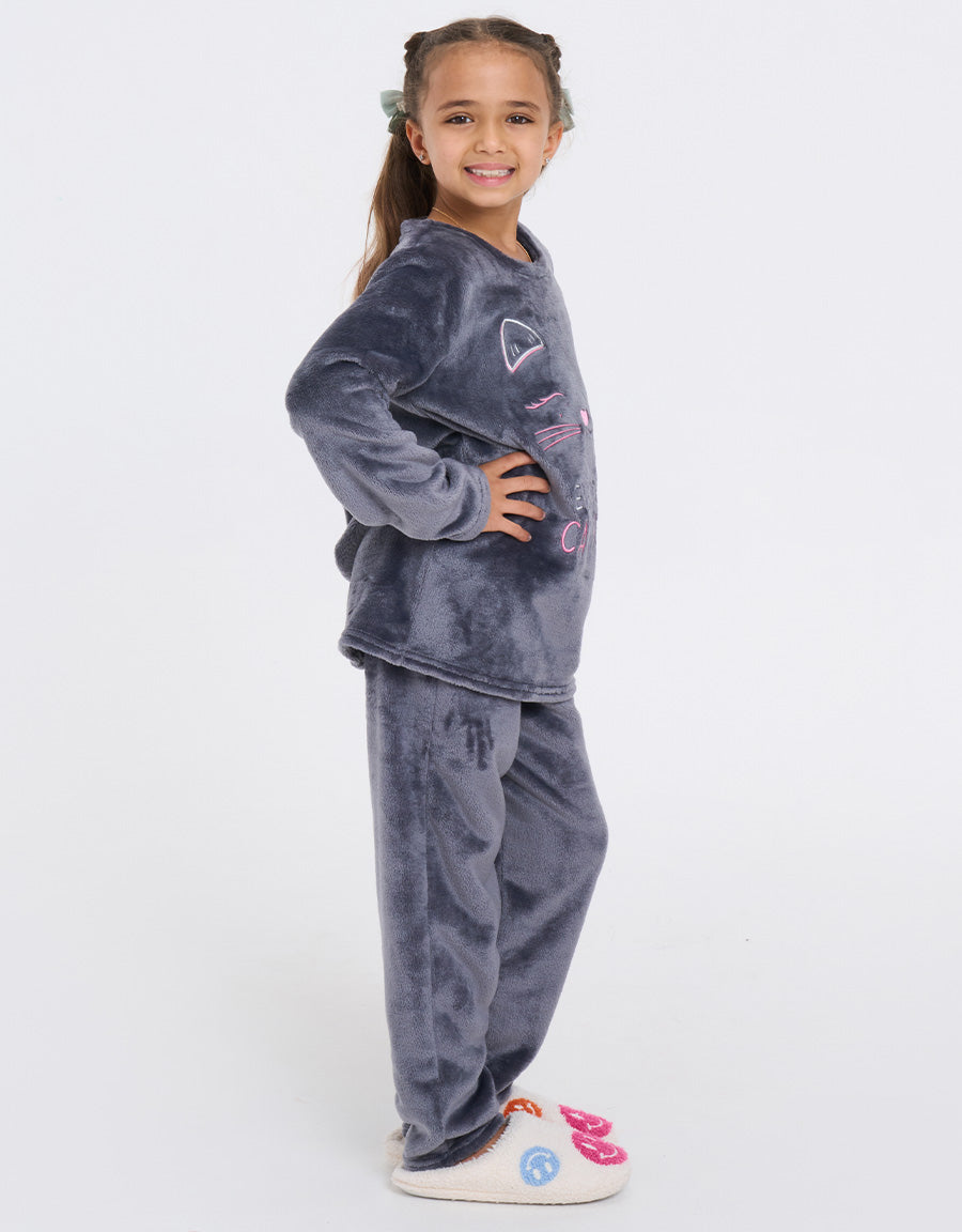 Grey Fleece Pajama Set