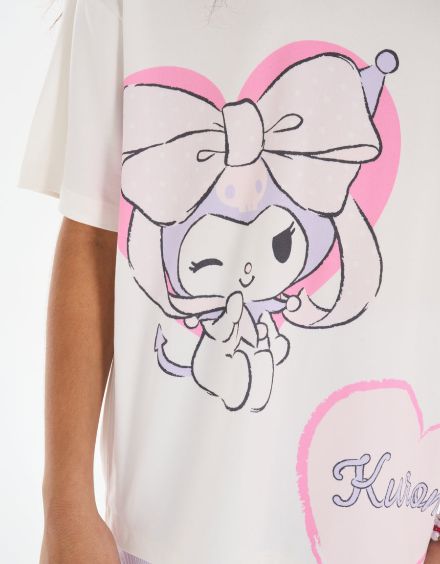 Short Sleeve Tee and Pants Pajama Set in Dark Purple
