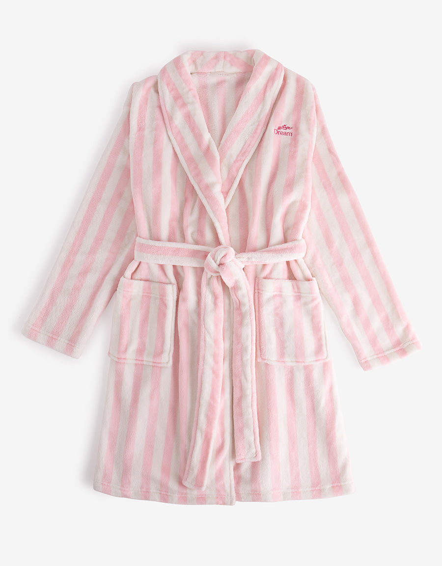 Striped Fleece Bathrobe