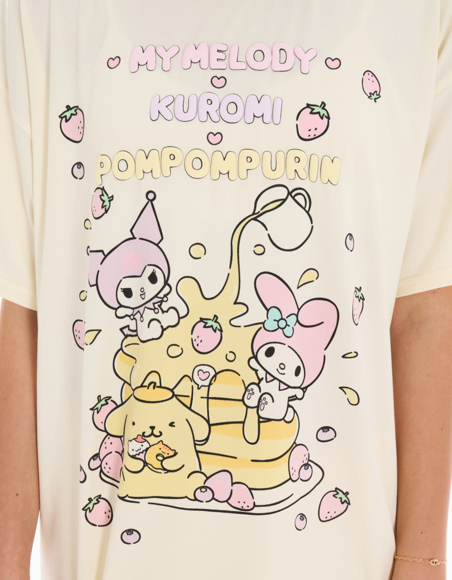 Short Sleeve Tee and Pants Pajama Set in Light Yellow